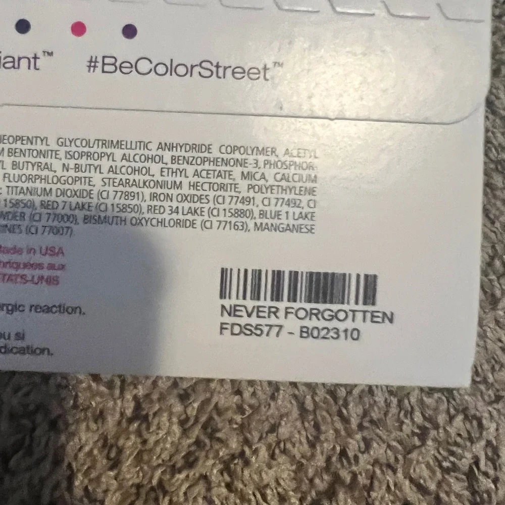 Color Street Never Forgotten Nail Polish Strips FDS577 Pink Ribbon Butterfly NEW